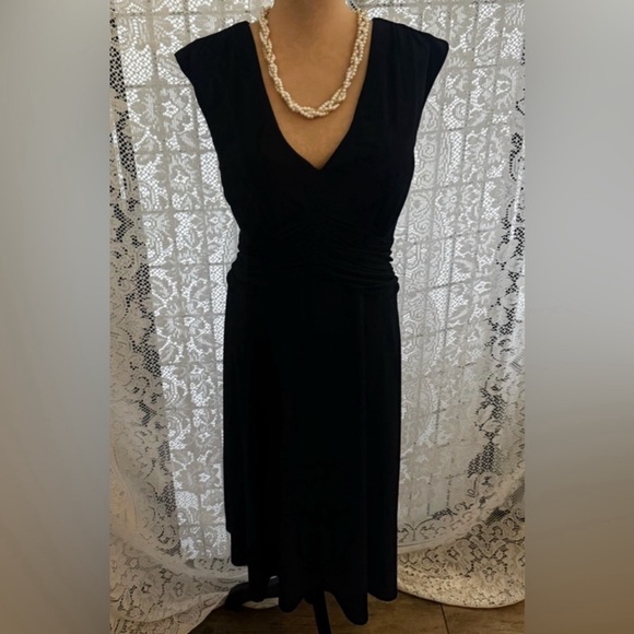 Vintage Collection Black Dress V-Neck with 3/4 Sleeve Bolero Jacket Sz 14w EUC - Picture 4 of 16